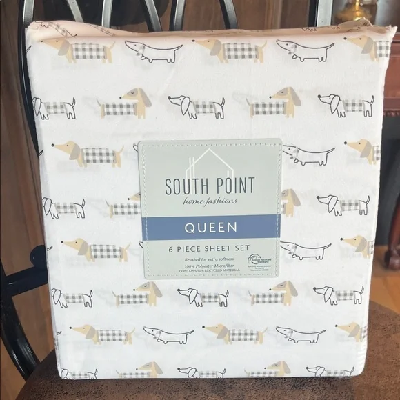 Puppy Dog Dachshund Print Sheet Set Queen 6 Piece Set New - Picture 1 of 5